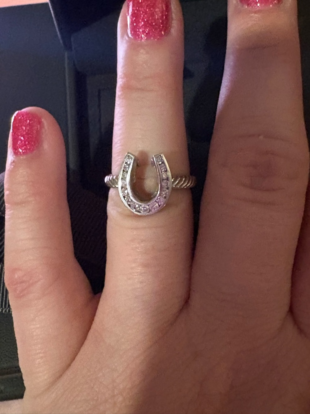Horseshoe Pavé White Gold Ring - Women Jewelry - Picture 5 of 5